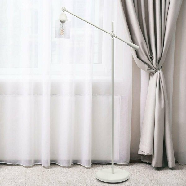 All The Rages Elegant Designs Pivot Arm Floor Lamp with Glass Shade LF1030-WHT